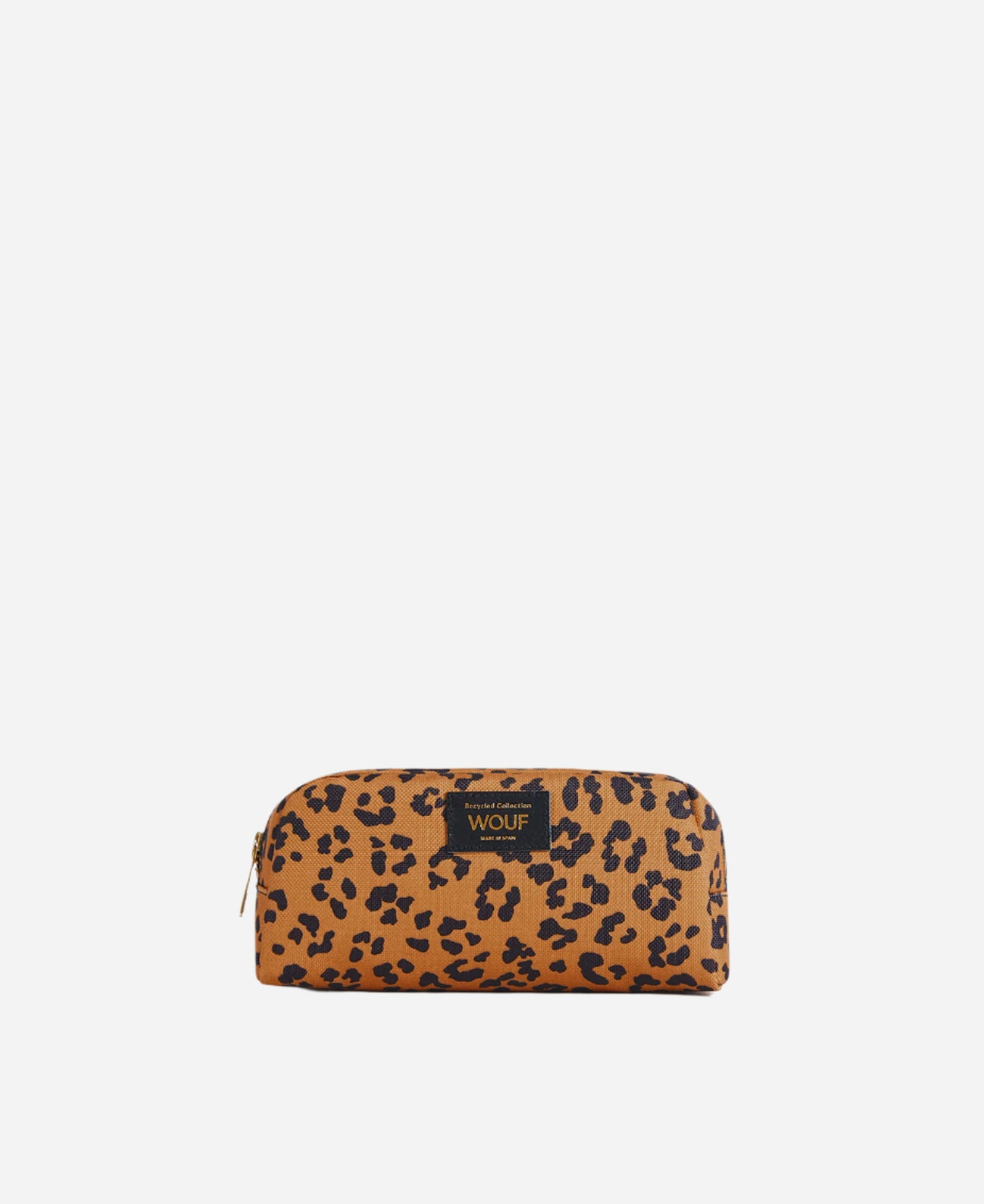 Leopard print make up bag with Wouf logo