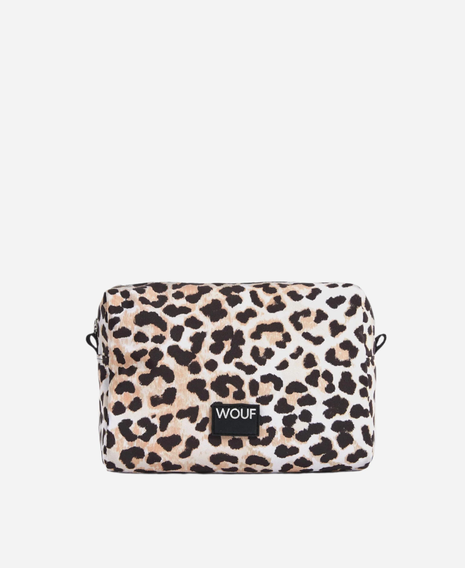 Leopard print toiletry bag with Wouf logo