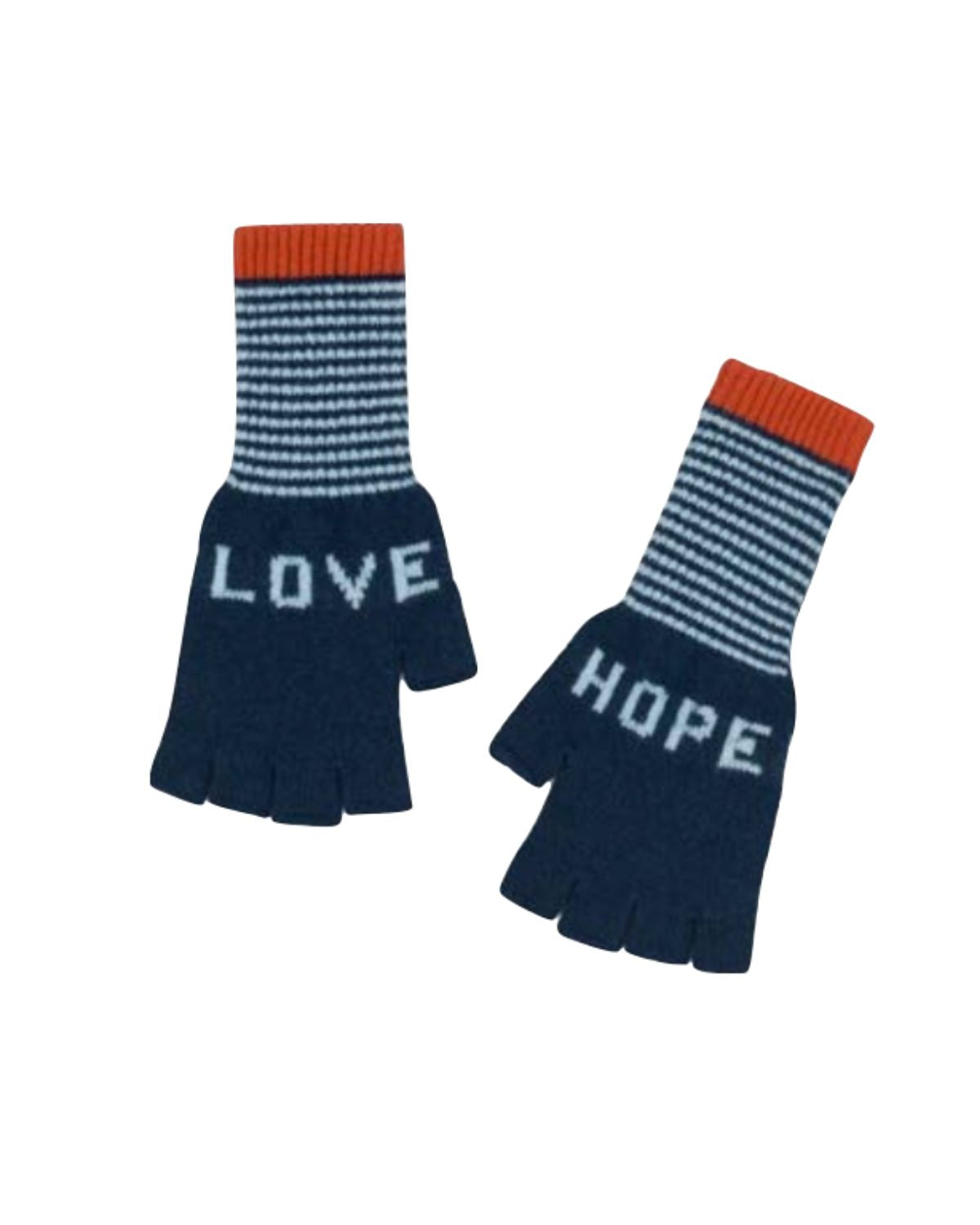 LOVE + HOPE FINGERLESS GLOVES TEAL/EMBER