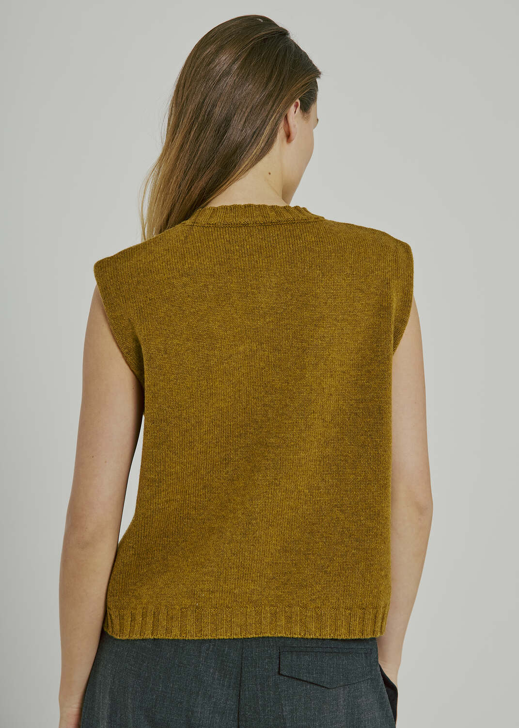 LUCINDA WOOL KNIT WAISTCOAT OLIVE