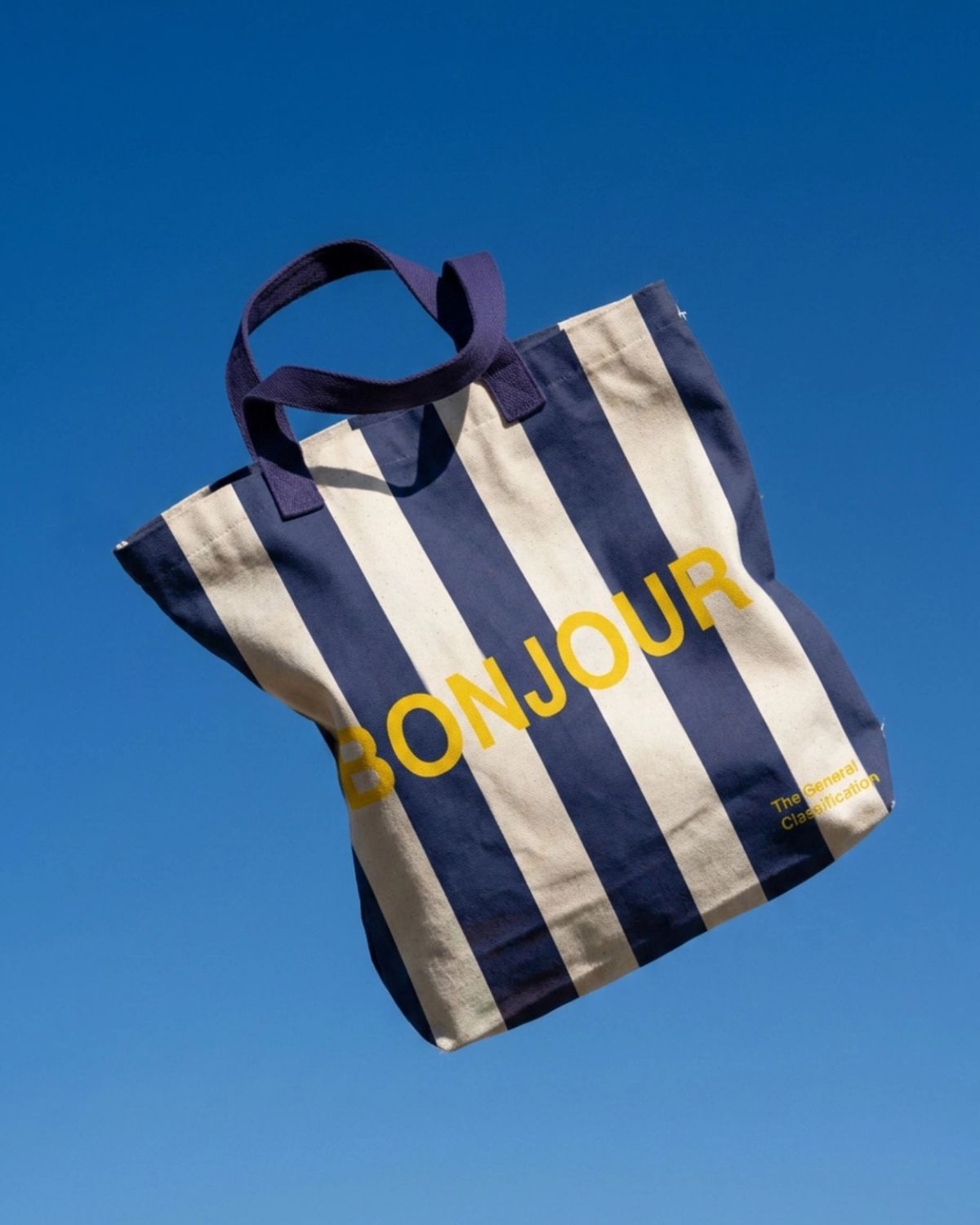 BONJOUR STRIPE TOTE BAG NATURAL & NAVY