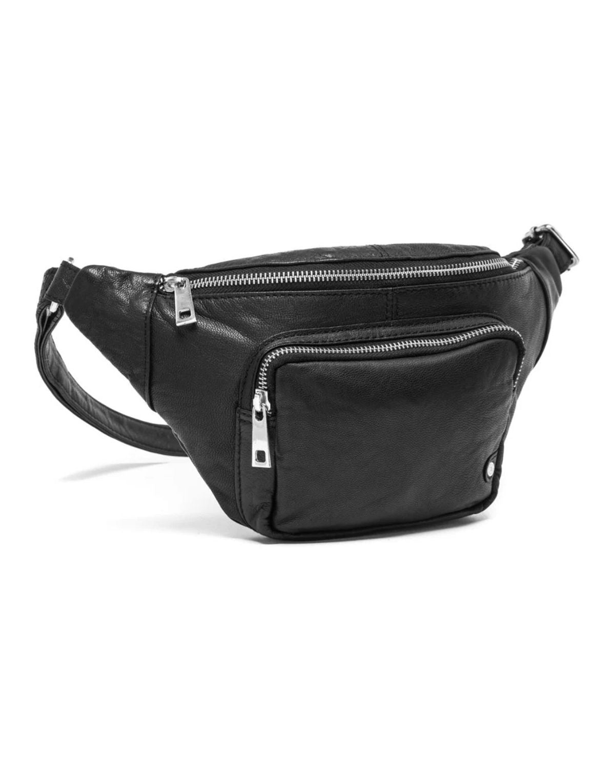 LEATHER BUMBAG BLACK NERO