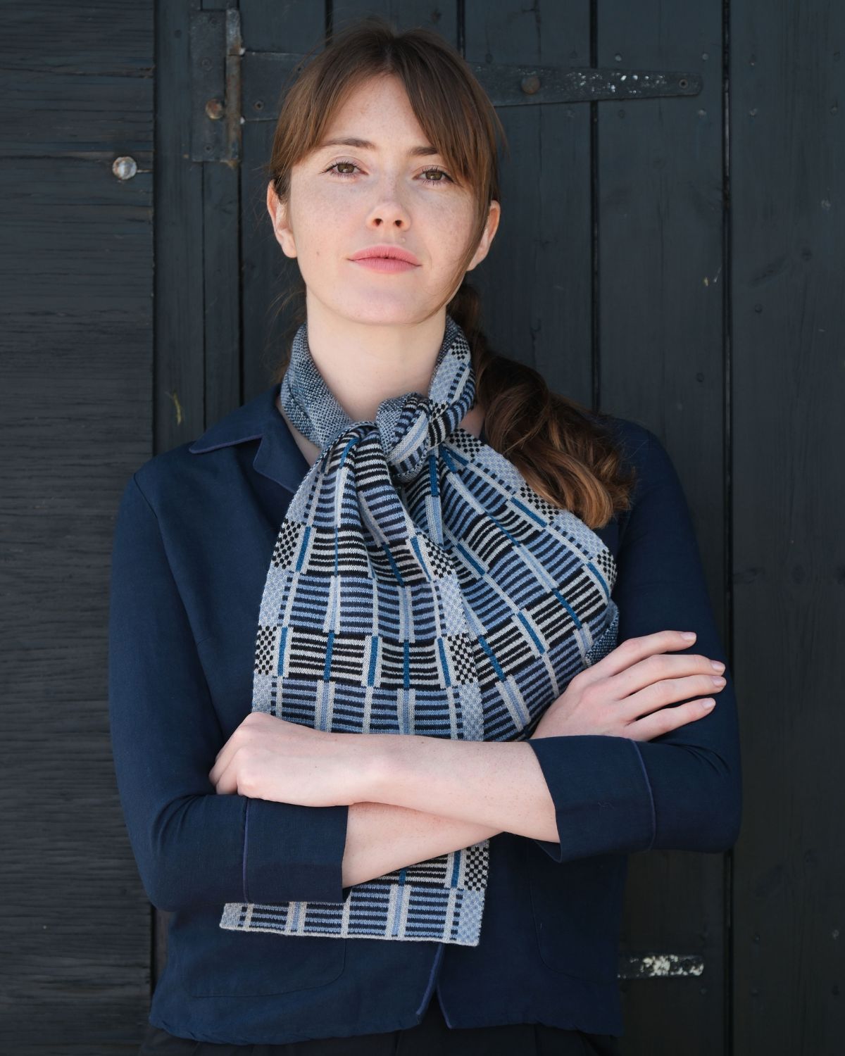 LADDERS SCARF BLUE/GREY
