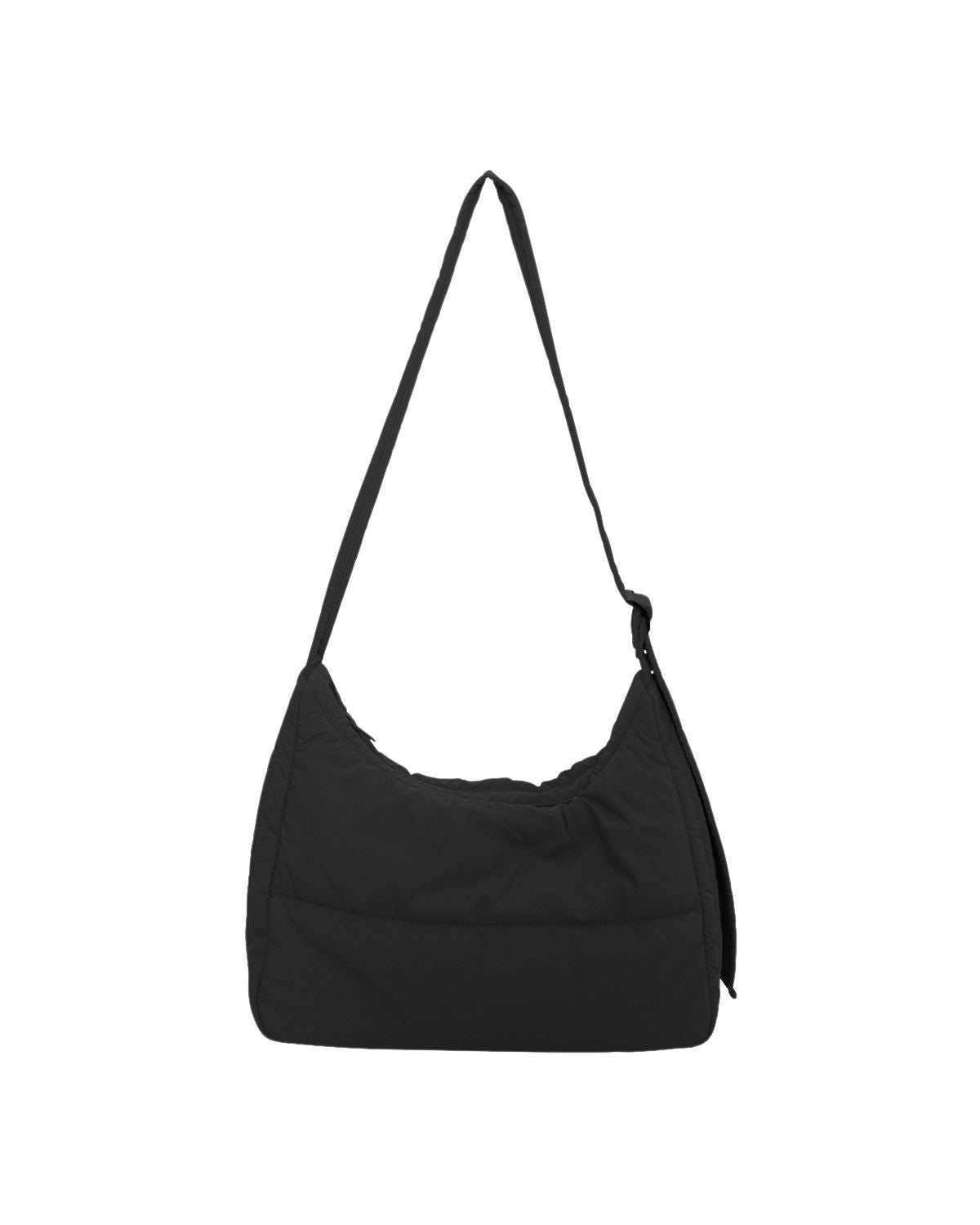 Black shoulder bag on a white background
