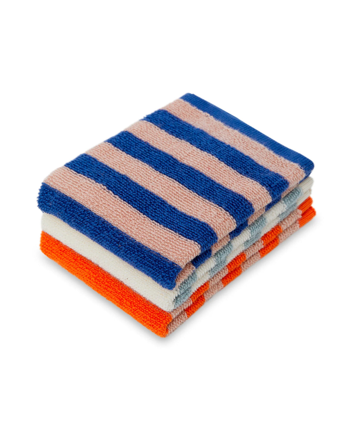 STRIPED WASHCLOTHS ORANGE/YELLOW/COBALT