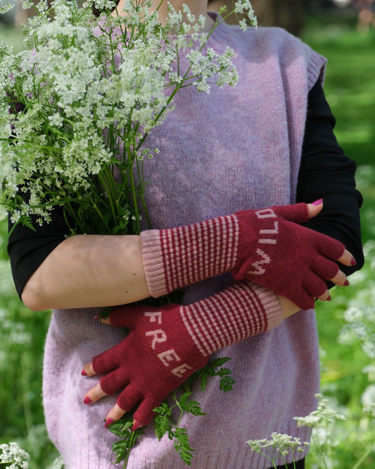 WILD + FREE FINGERLESS GLOVES RHUBARB/PINK