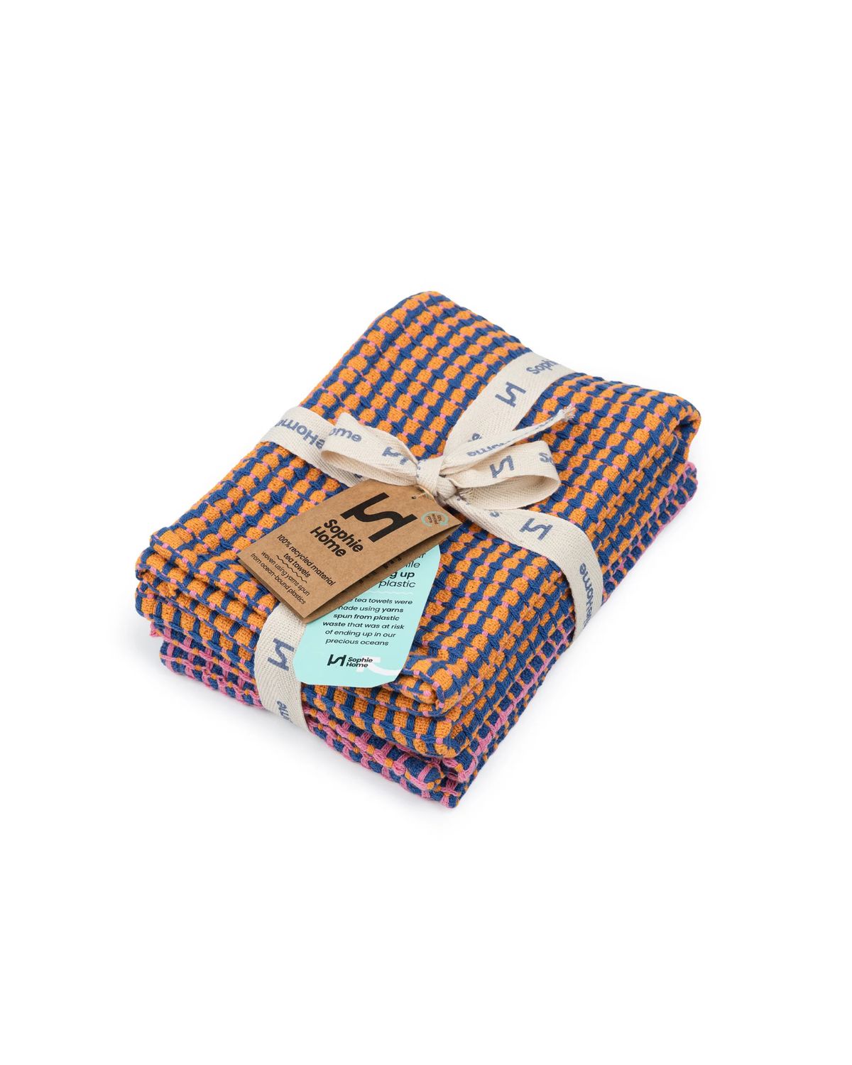 RECYCLED MATERIALS TEA TOWELS - 2 PACK - COBALT