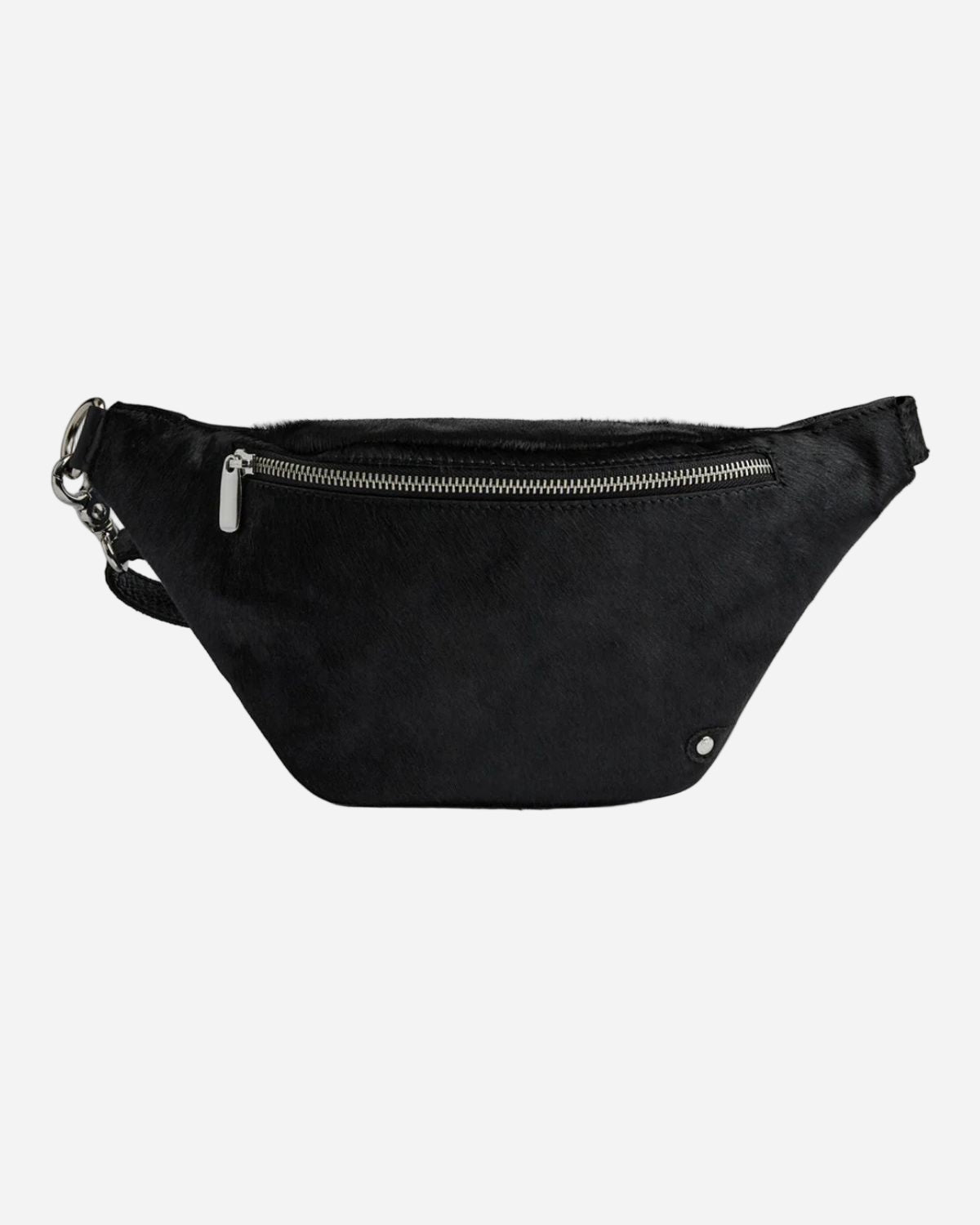 Black waist bag on a white background