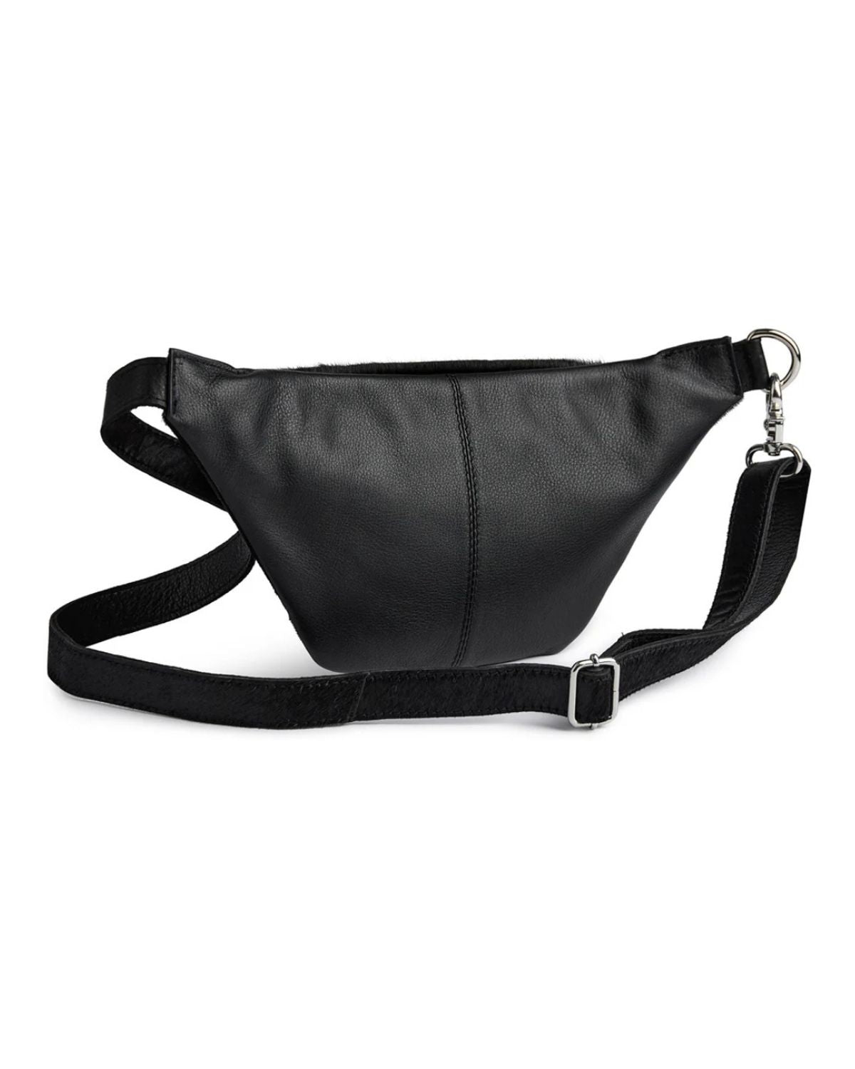 LEATHER COWHIDE BUMBAG JET BLACK