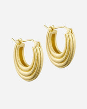 Gold hoop earrings on a white background