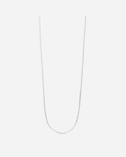 Silver chain necklace on a white background