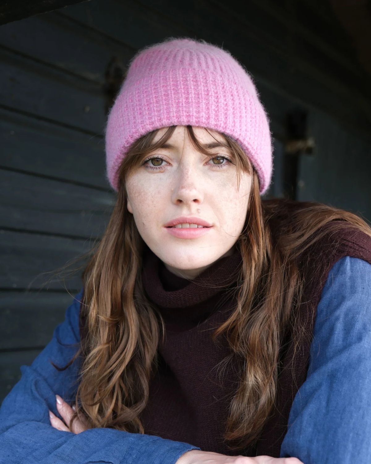ANGORA TUCK STITCH BEANIE FONDANT PINK