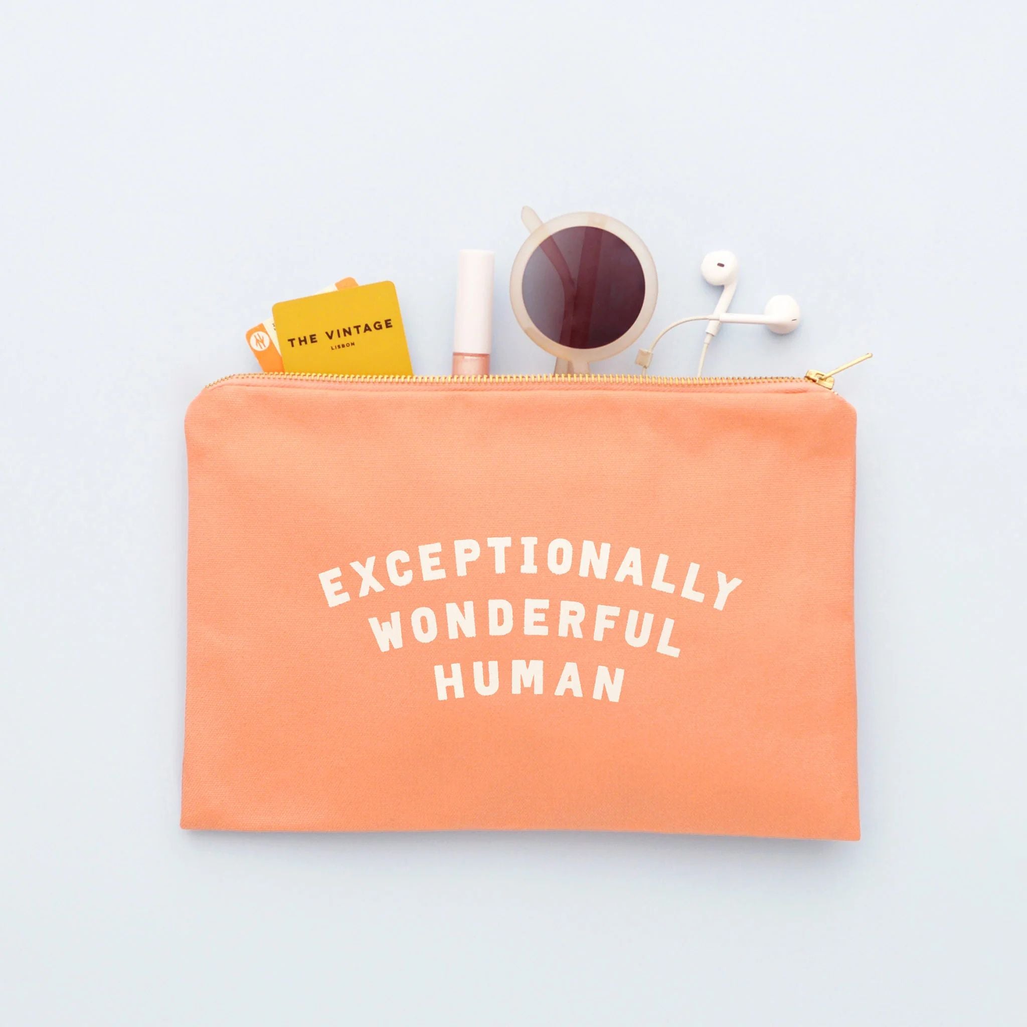 ZIP POUCH EXCEPTIONALLY WONDERFUL HUMAN PEACH