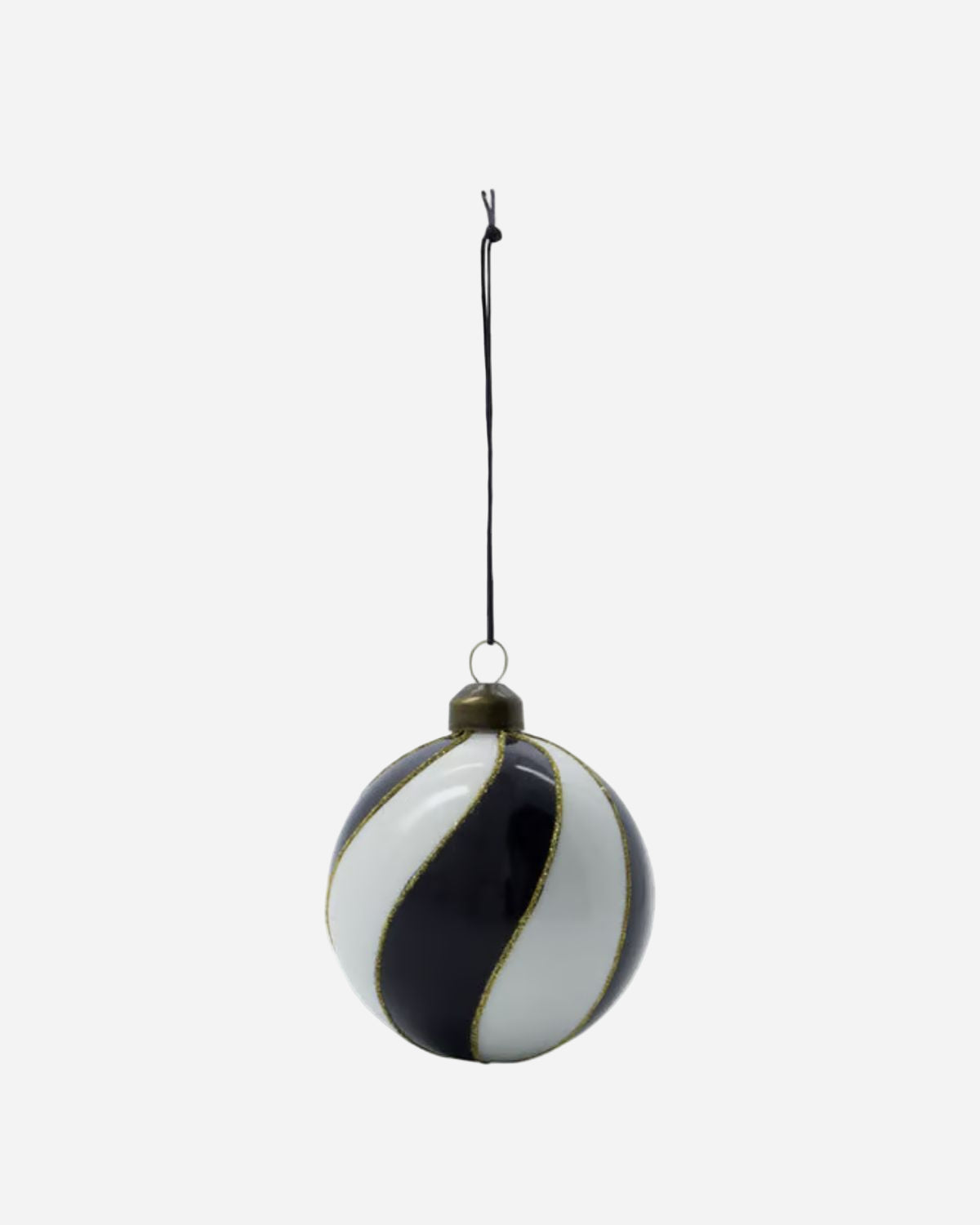 COIL BLACK & WHITE GLASS BAUBLE