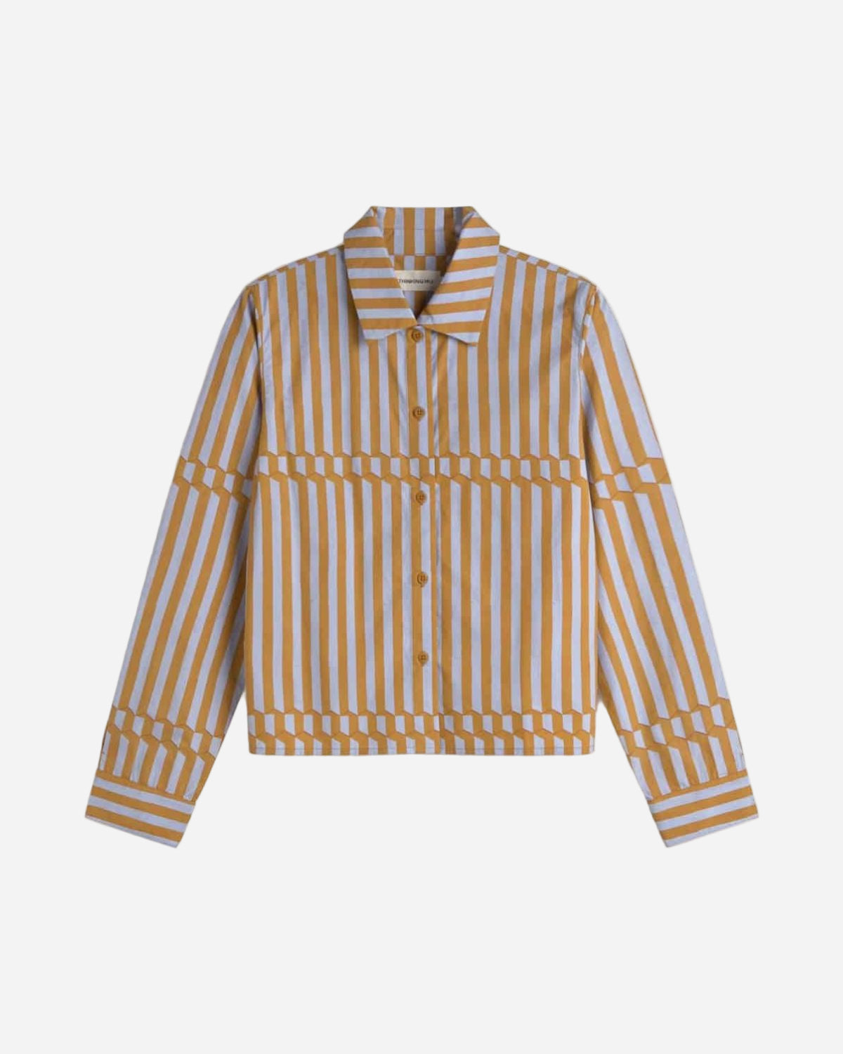 Striped shirt with yellow and white pattern on a white background