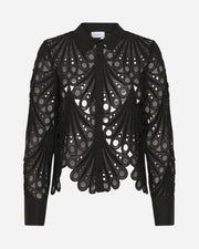 Black lace blouse on a white background