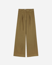 Khaki wide-leg pants on a white background