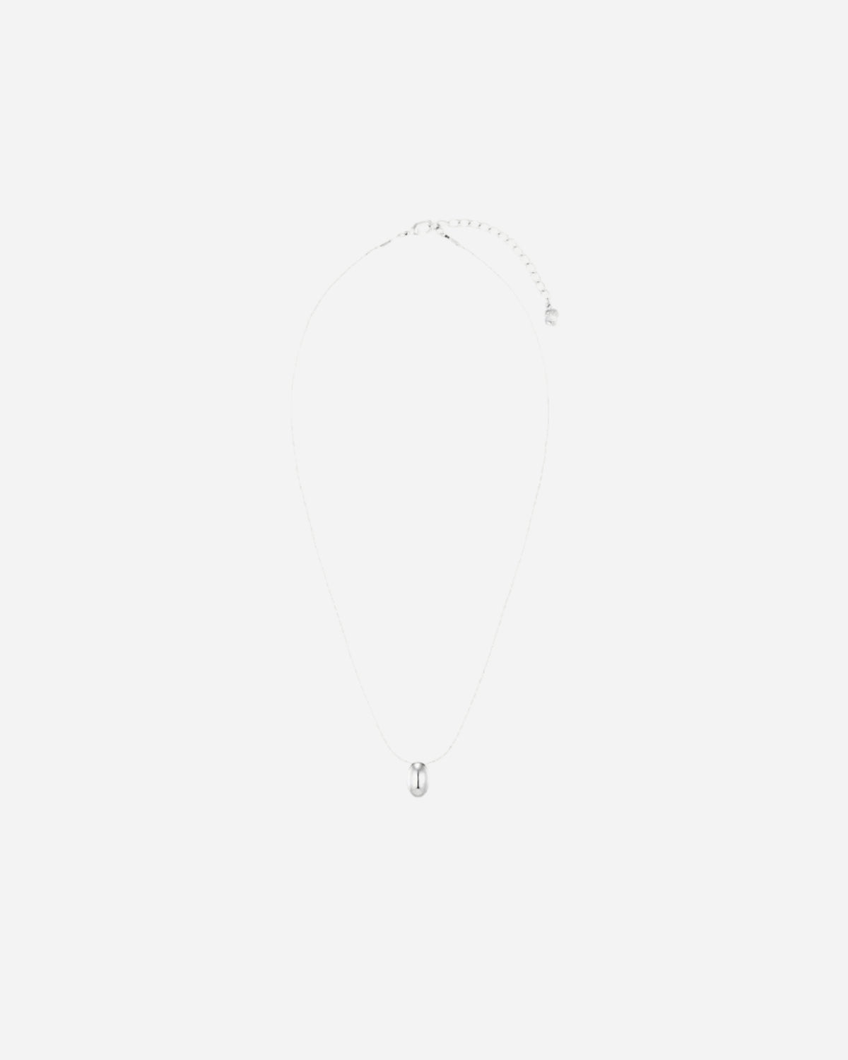 Silver necklace design on a white background