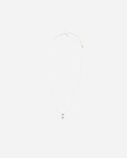 Silver necklace design on a white background