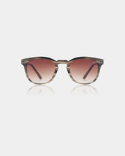 Brown mix framed sunglasses with dark pink lenses