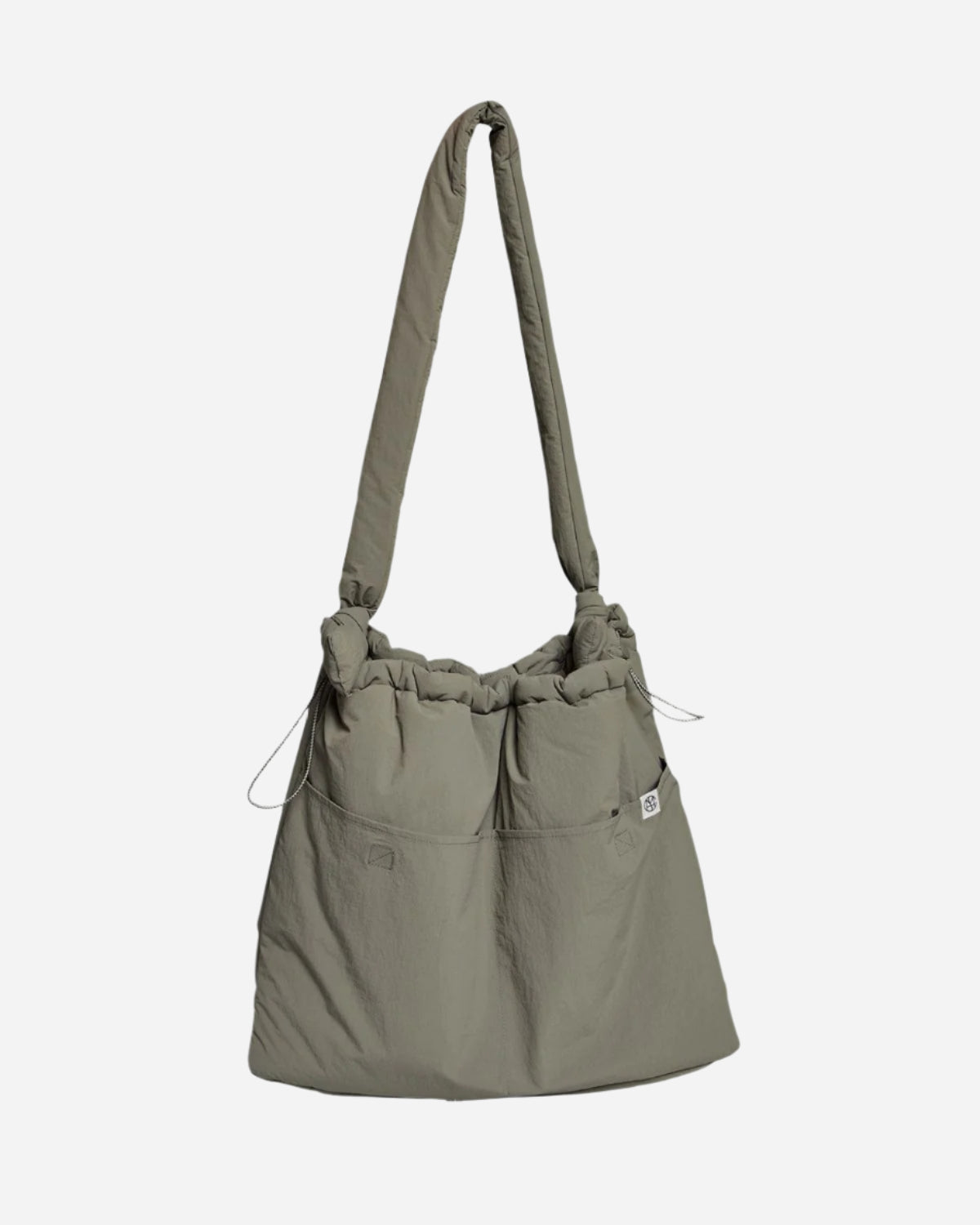 Green shoulder bag on a white background