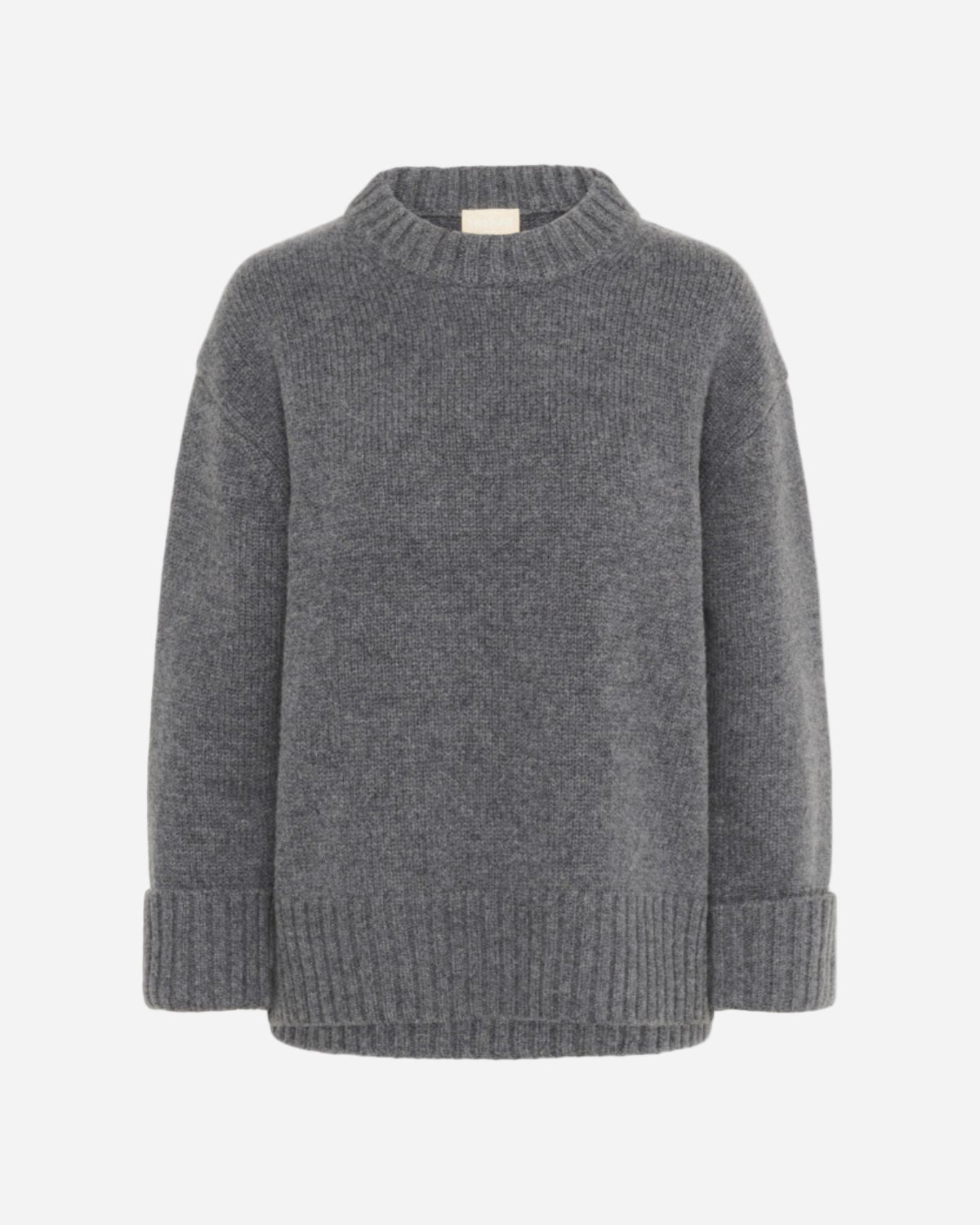 Gray knit sweater on a white background