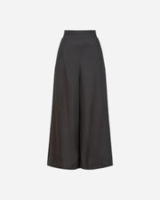 Black wide-leg pants on a light gray background