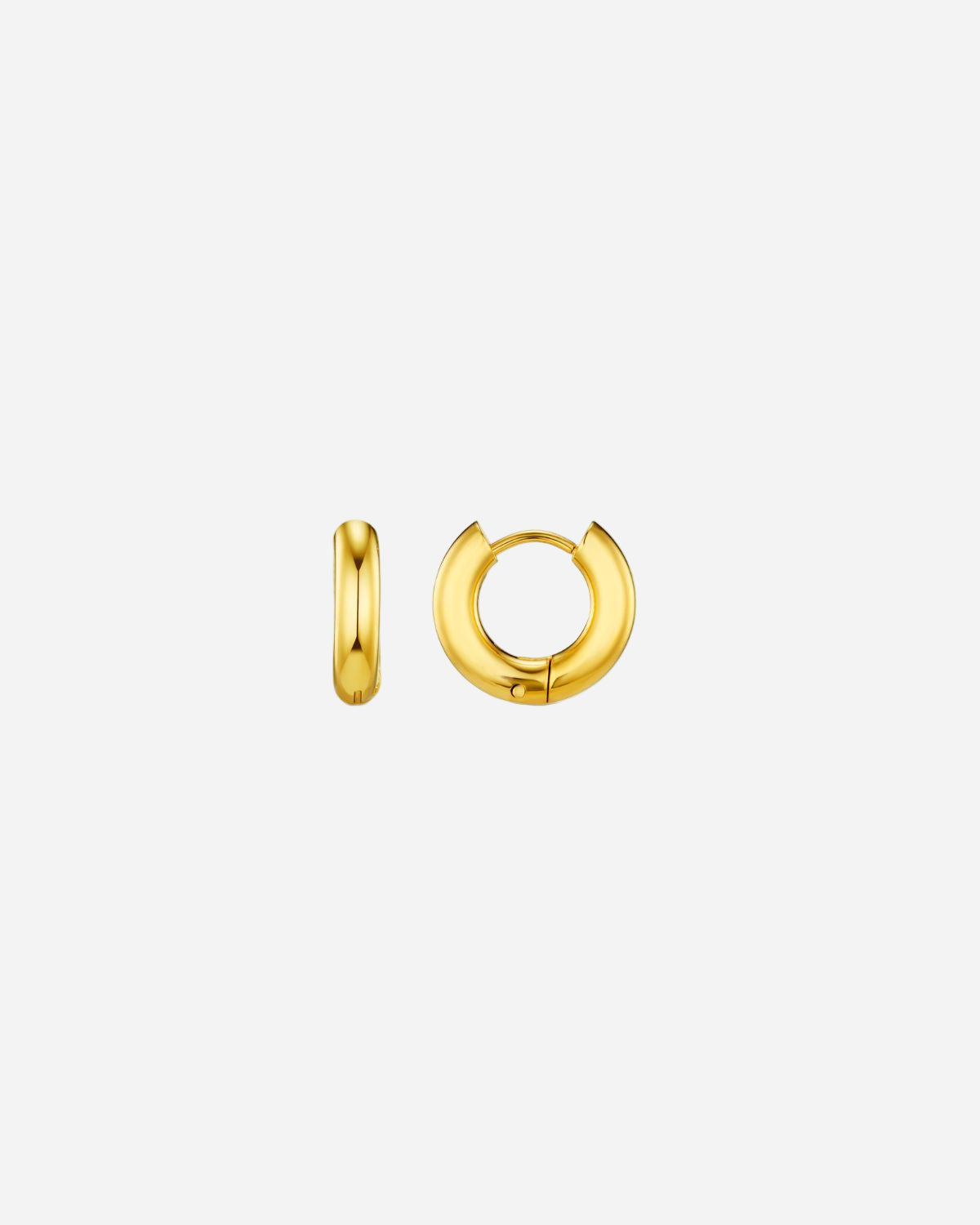 Gold hoop earrings on a white background