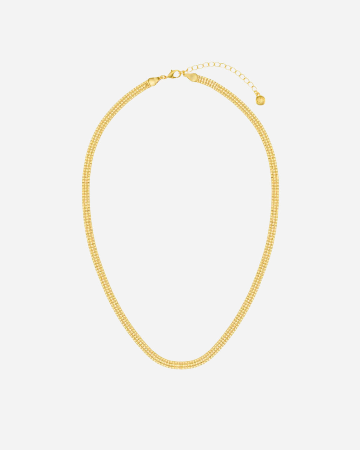 Gold necklace on a white background