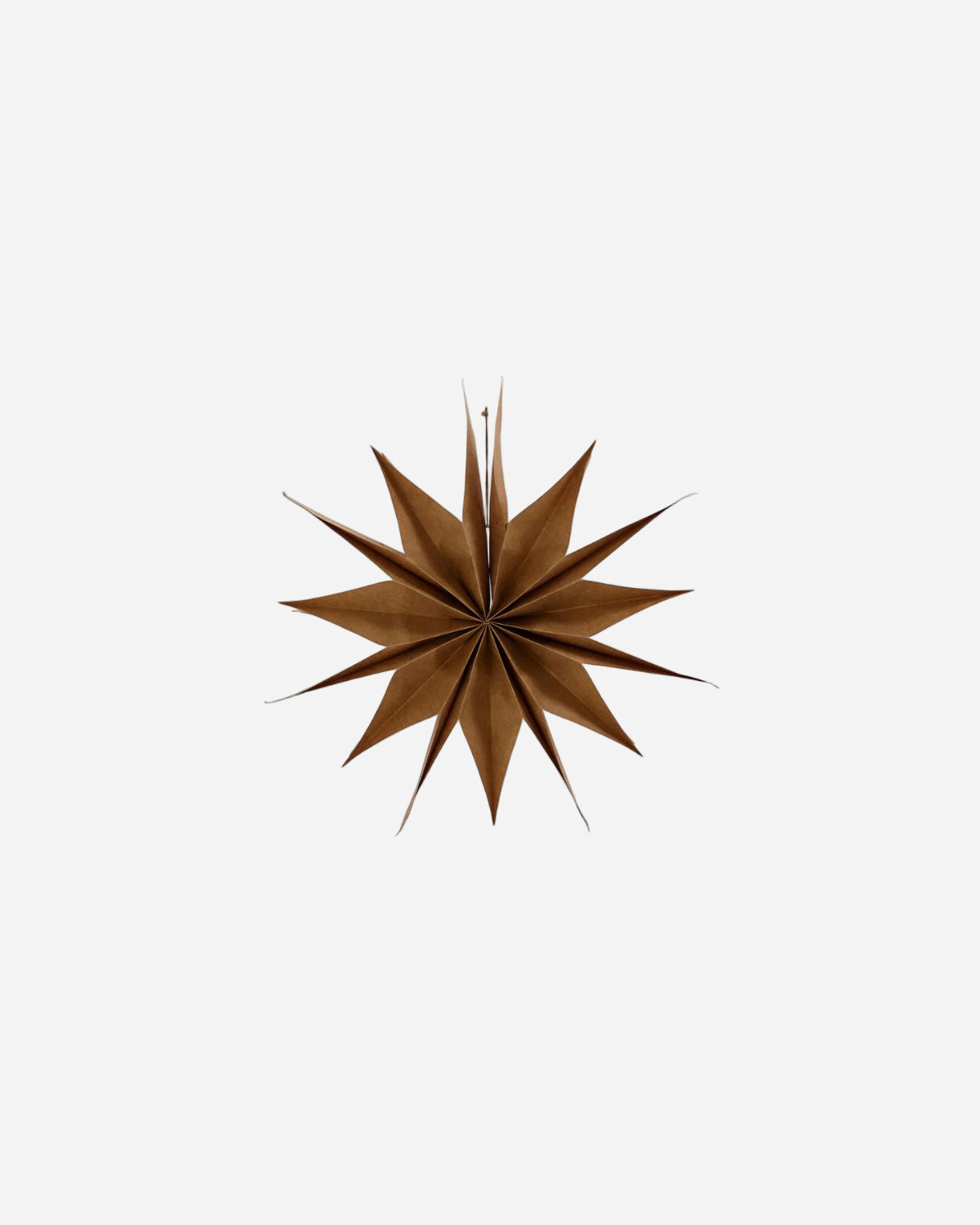 Brown paper star decoration on a white background