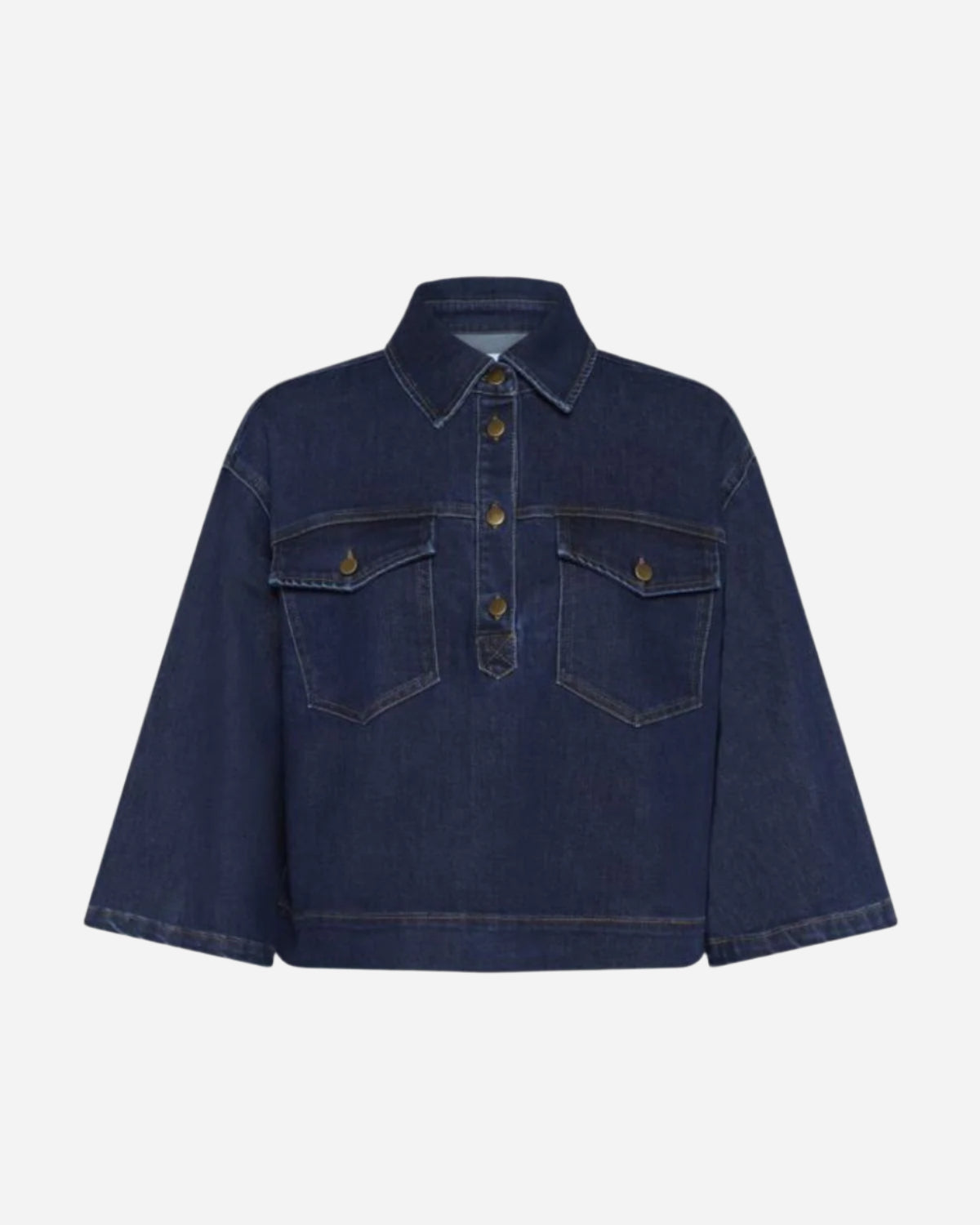 Blue denim jacket on a white background