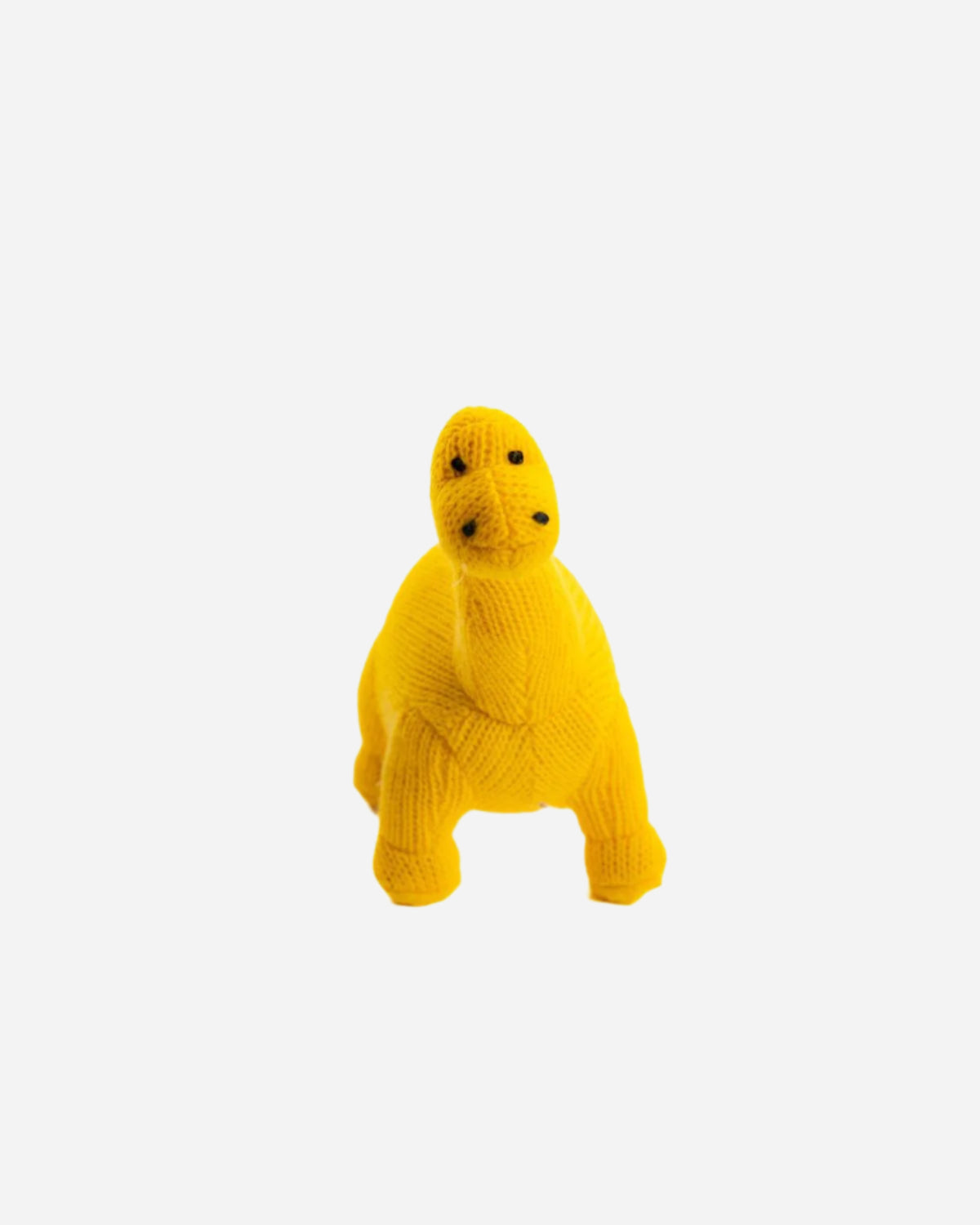 Yellow stuffed animal toy on a white background