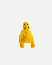 Yellow stuffed animal toy on a white background