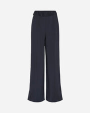 Navy wide-leg pants on a white background