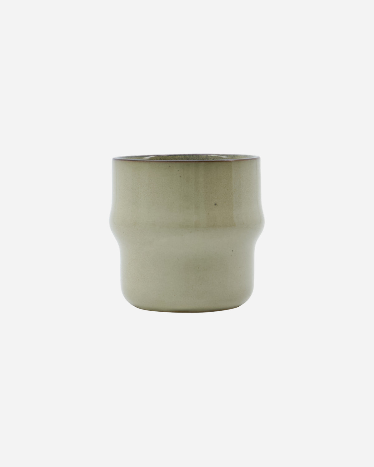 Grey ceramic cup on a white background