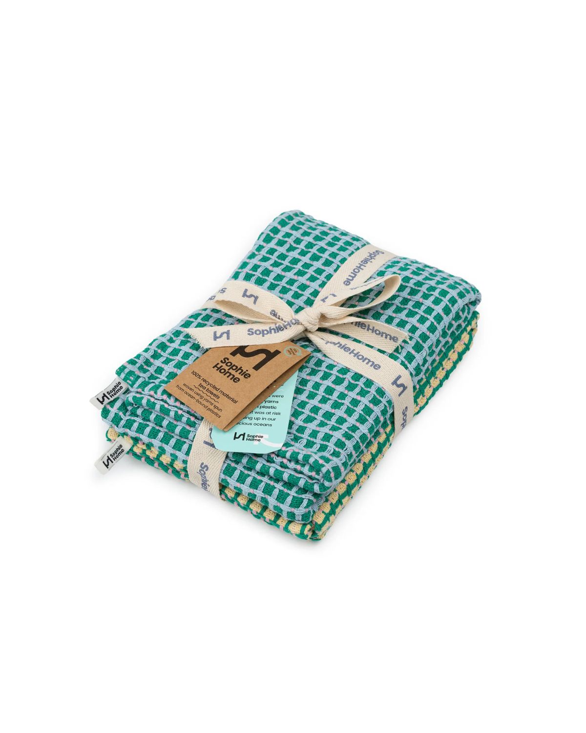 RECYCLED MATERIALS TEA TOWELS - 2 PACK - YELLOW