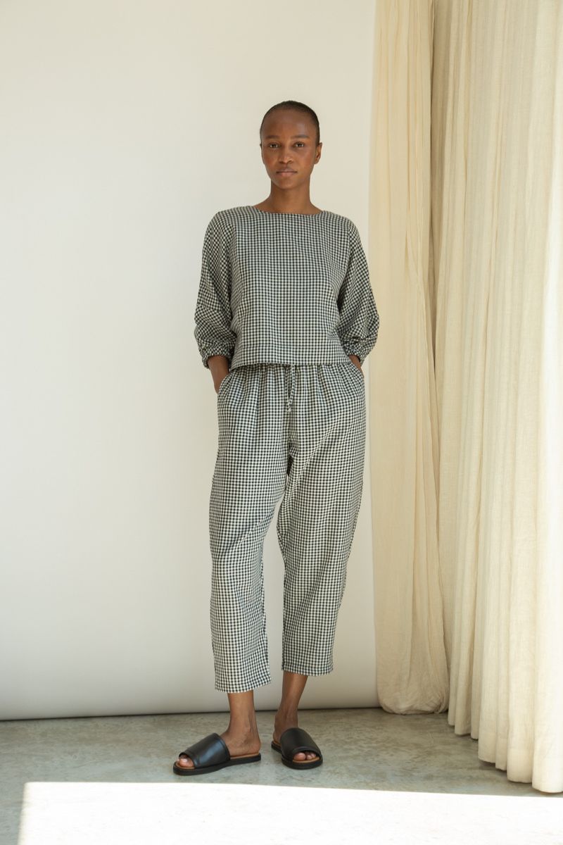 CEDAR CAY MONOCHROME GINGHAM TROUSERS