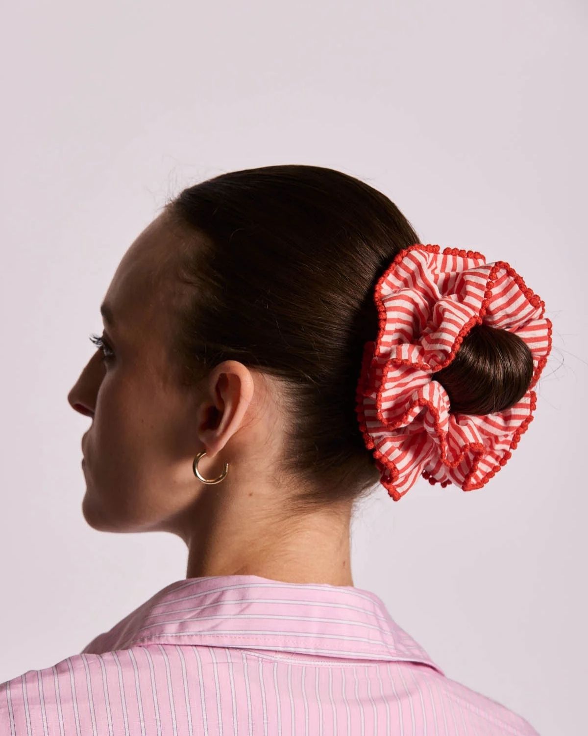 CHOUCHOU SCRUNCHIE RAYURES FINE ROUGE