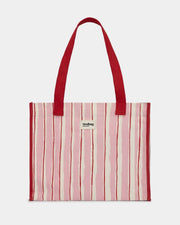 CLAUDE TOTE BAG RAYURES ROUGE ET ROSE