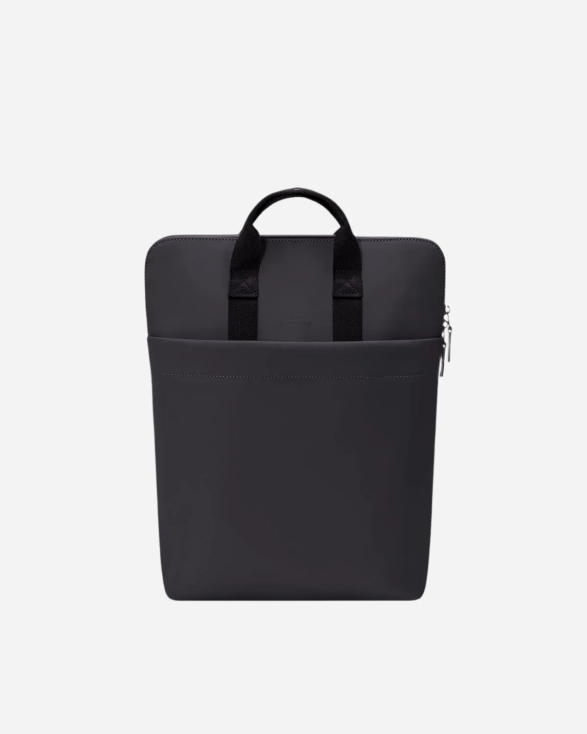 Black backpack with black carry handle