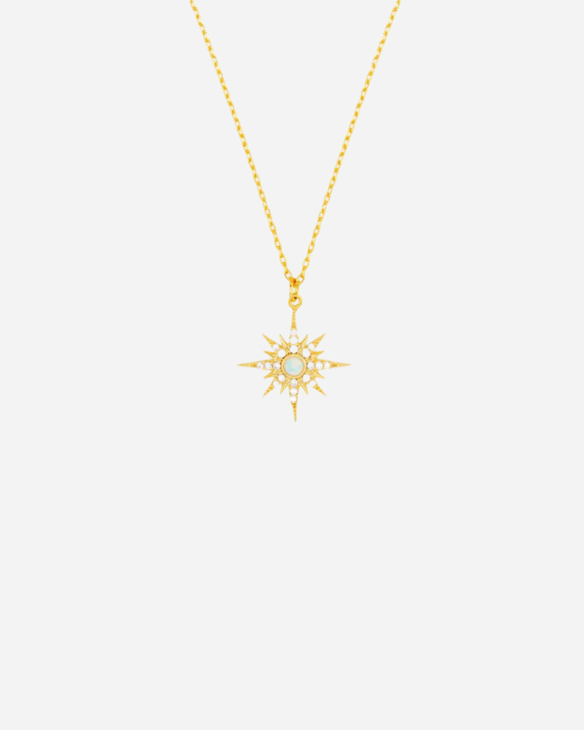 OPAL STARBURST CHARM NECKLACE GOLD