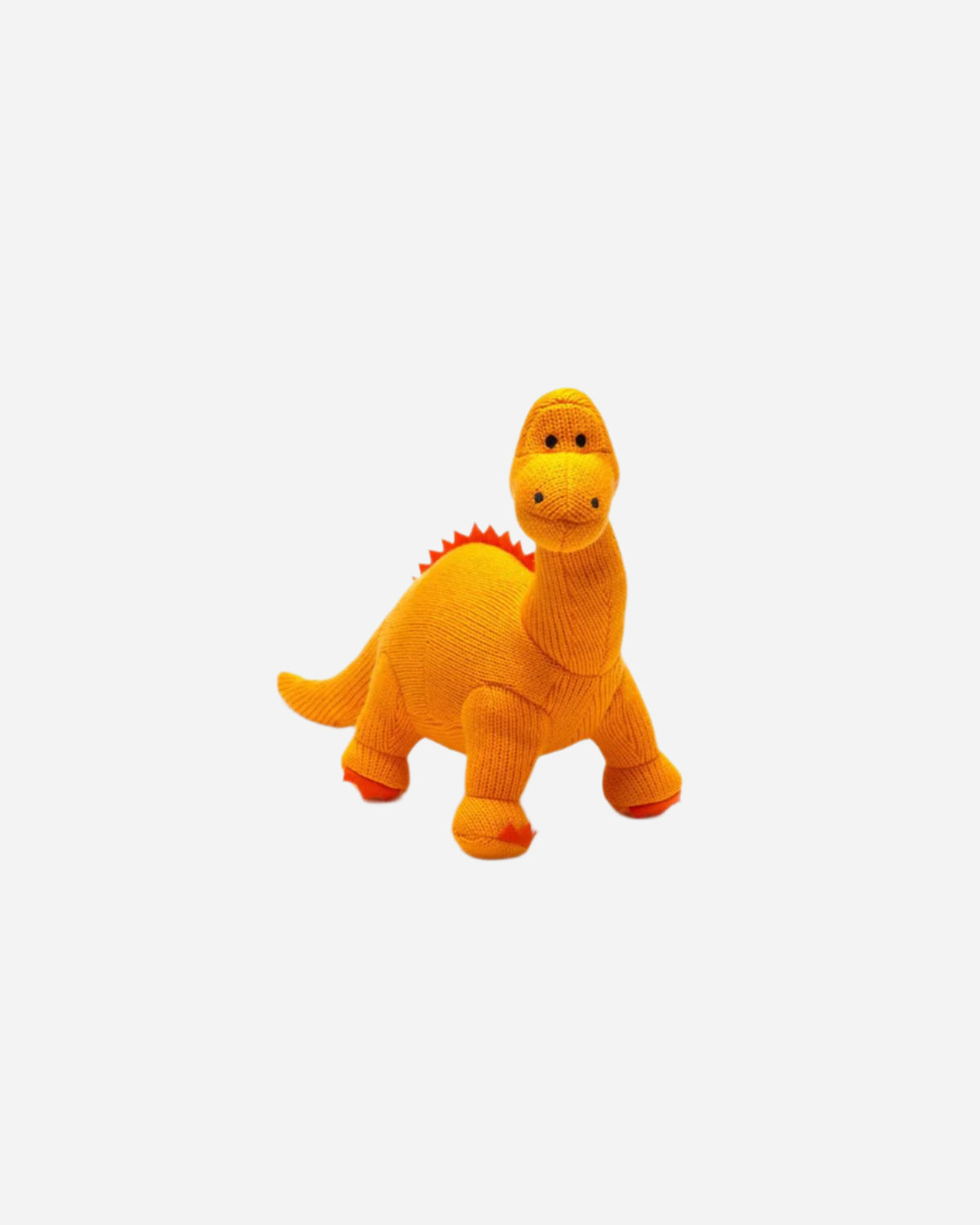 Orange dinosaur toy on a white background