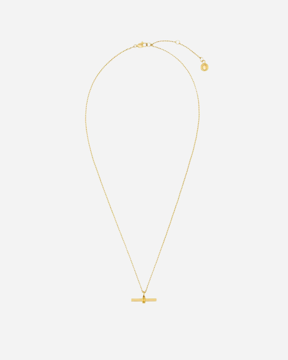 Gold necklace with a pendant on a white background