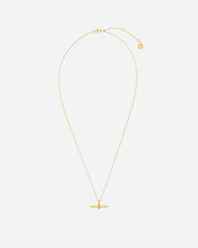 Gold necklace with a pendant on a white background