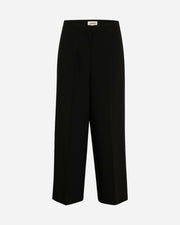 Black wide leg cropped trousers with zip fastening