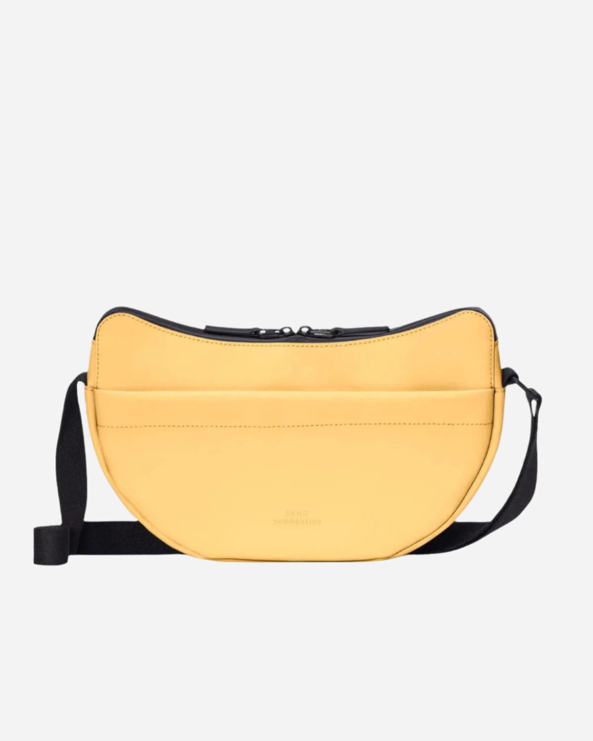 Lemon yellow crossbody bag with black zip and strap