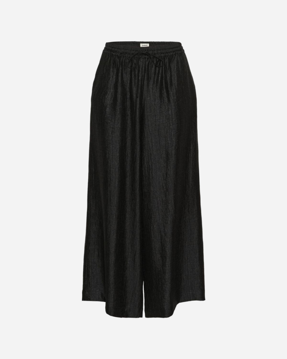 Black wide-leg pants on a white background