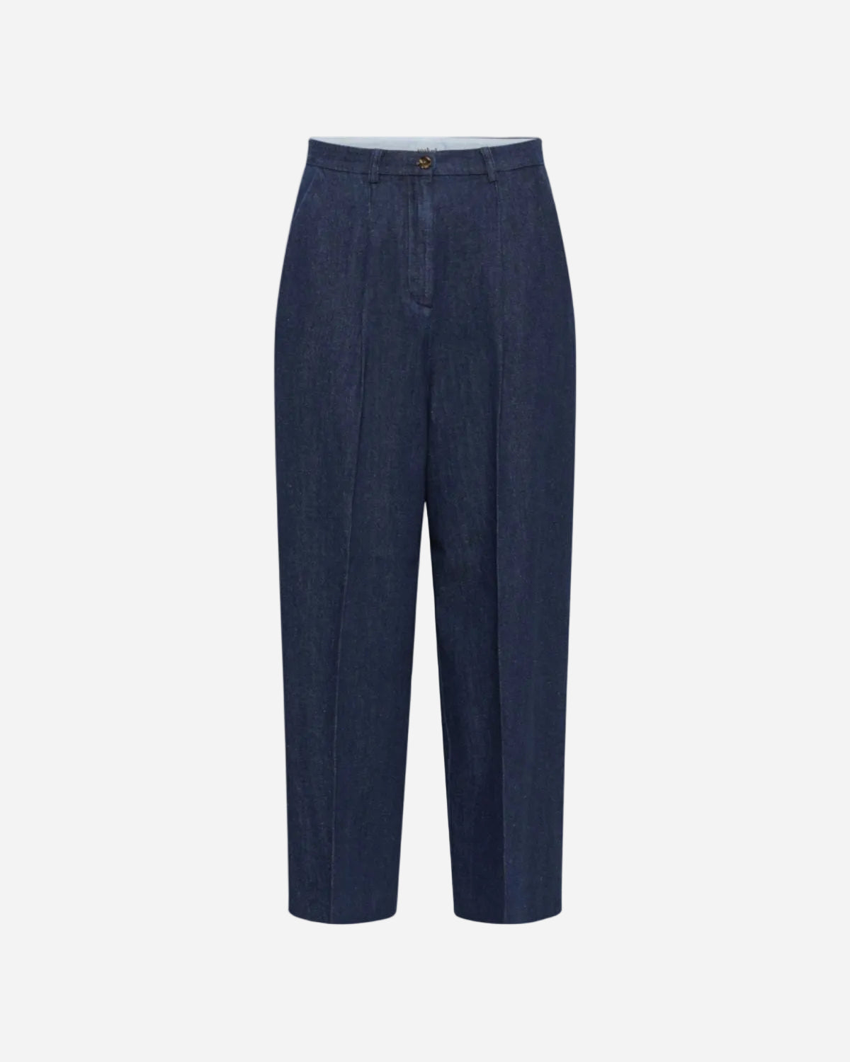 Pair of dark blue pants on a white background