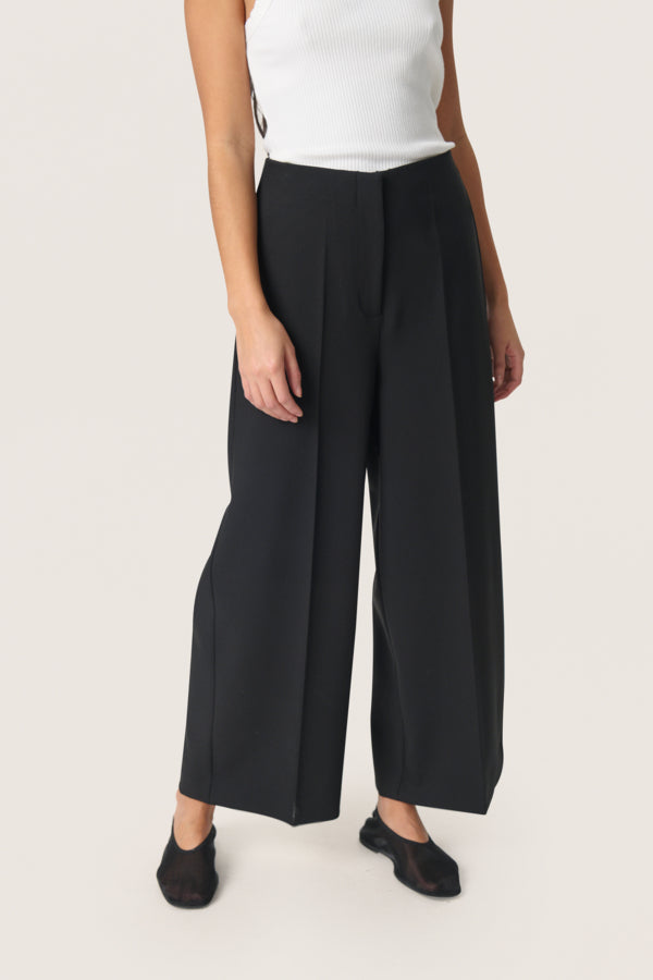 CORINNE WIDE CROPPED PANTS BLACK