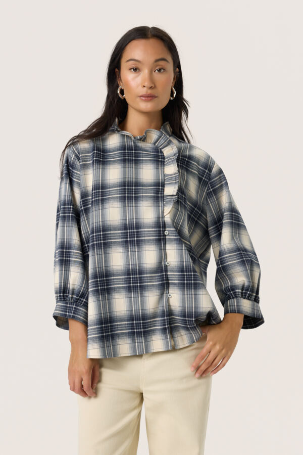 PAMALA BLOUSE NAVY CHECKS